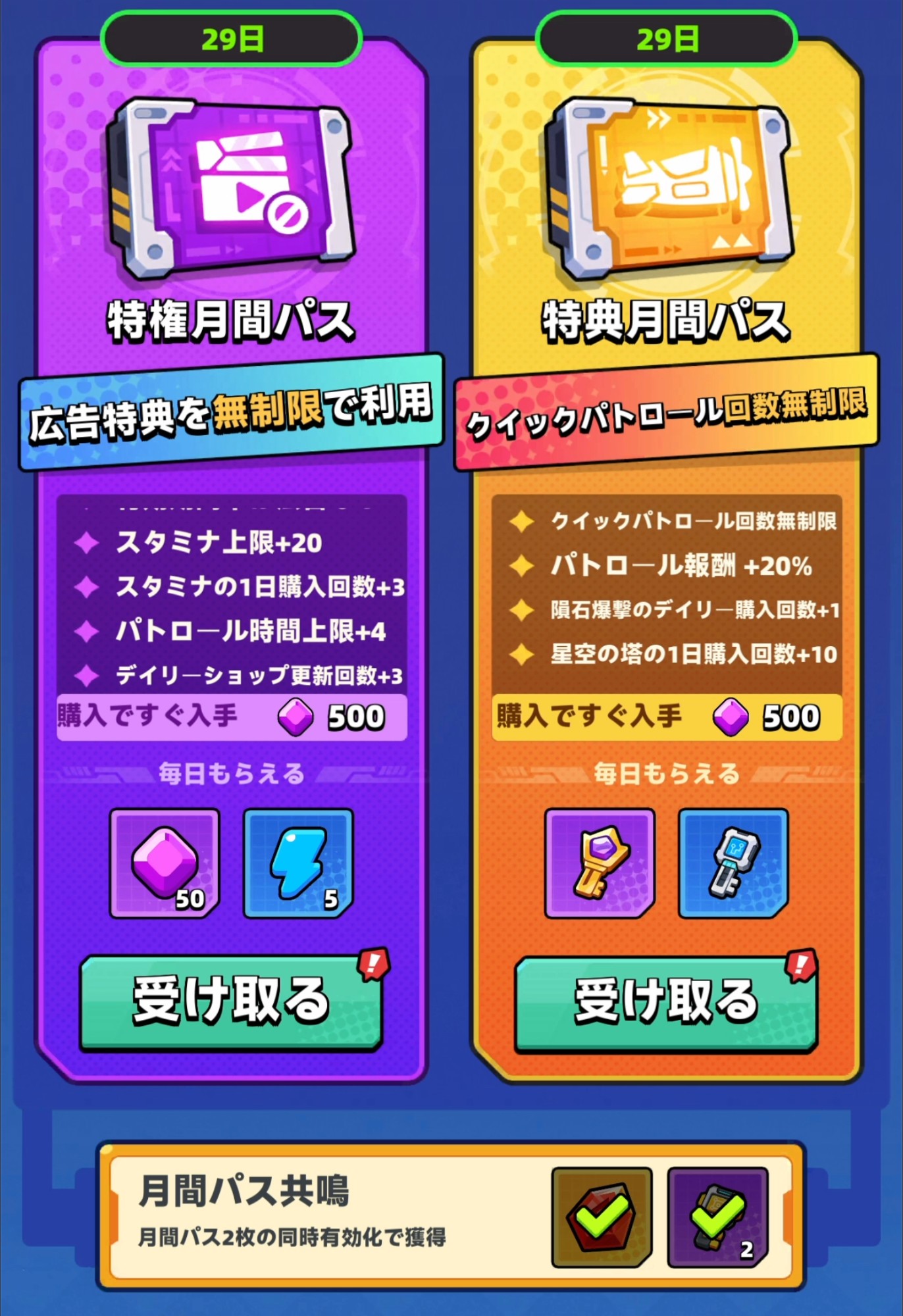 ダダエース 特権月間パスと特典月間パス